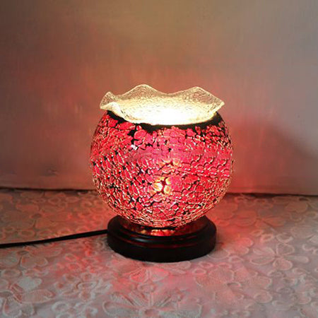 Tiffany Globusförmige Schreibtischlampe mit Stecker 1 Licht Glas kleine Schreibtischlampe in Blau/Rot für Kinderzimmer