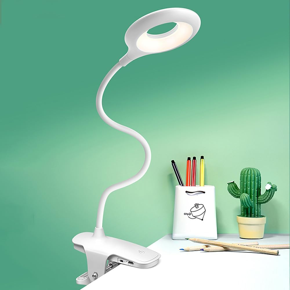Wiederaufladbare LED Tischlampe mit Clip – Einstellbare Schreibtischleuchte für Homeoffice und Studium