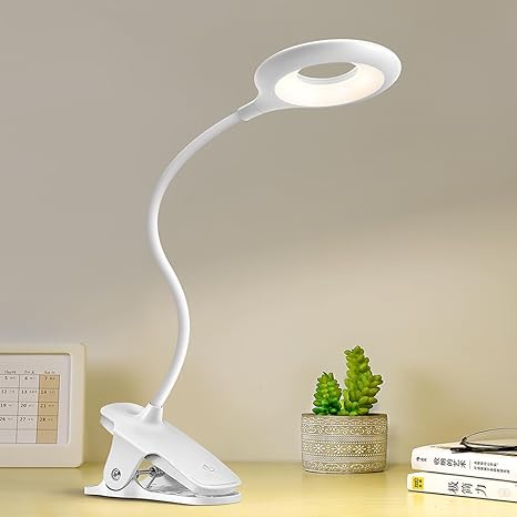 Wiederaufladbare LED Tischlampe mit Clip – Einstellbare Schreibtischleuchte für Homeoffice und Studium