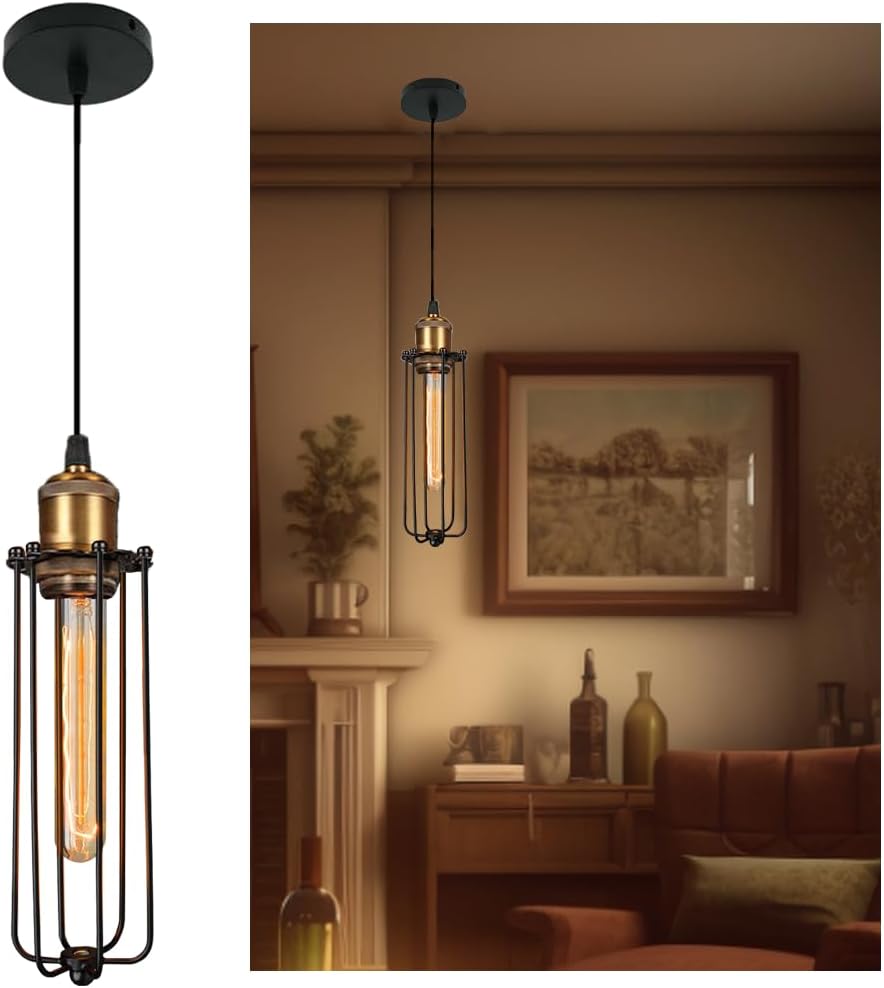 Industrielle Pendelleuchte im Retro-Design – Vintage Hängelampe mit Metallgitter
