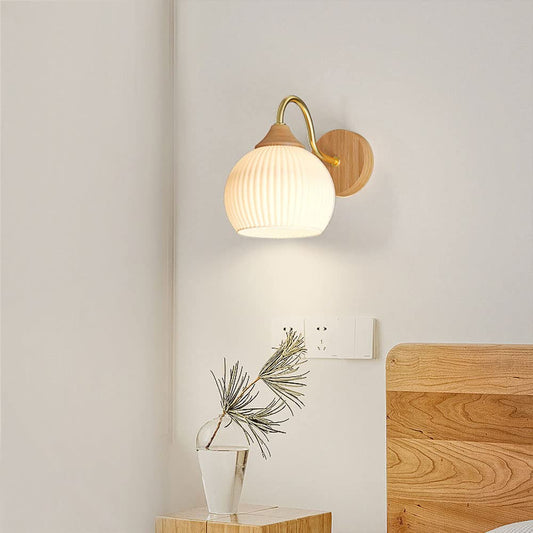 Ozawa Nordic LED Innenwandleuchte Glas Holz Schlafzimmer/Wohnzimmer