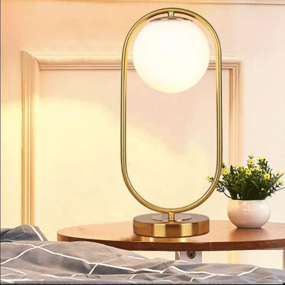 LuxeBrass Lampe - Messing LED Tischlampe mit Glas-Schirm für Schlafzimmer & Schreibtisch