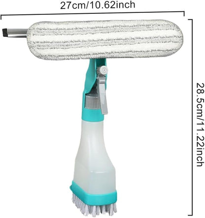 Fensterreinigungsset, 4 in 1 Fensterreinigungsausrüstung, Fensterreiniger Bürstenwerkzeuge Zubehör, für Auto, Küche, Badezimmer, Duschtüren mit Sprühflasche,