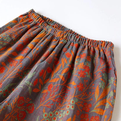 Vintage Leaf Baumwolle Revers Loungewear Set