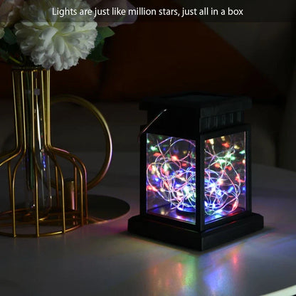 Solar LED Laterne mit Drahtlichtern – Dekorative Gartenlampe für Außenbereich und Terrasse