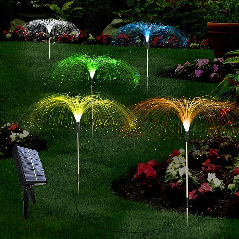 Solar Gartenleuchte mit Farbwechsel – LED Rasenlicht für Garten & Terrasse, Feuerwerk Design