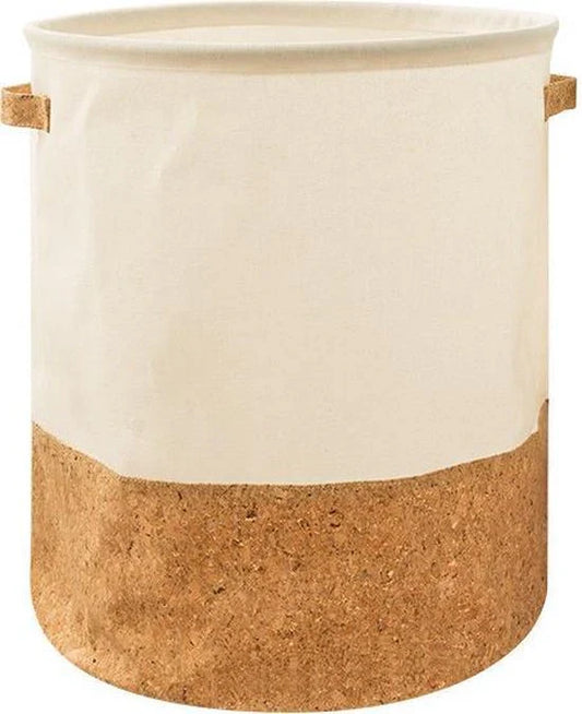 Stilvoller Baumwoll-Leinen Wäsche- und Spielzeugkorb mit Korkboden