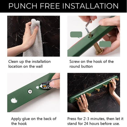 Vintage brauner Wandgarderobenständer mit Haken