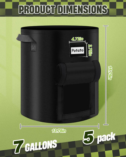 5er Pack 10 Gallonen Pflanzenanbau Taschen