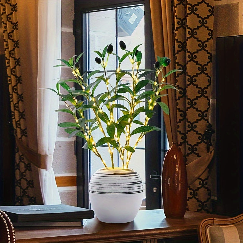 Beleuchteter Olivenbaum LED-Lampe – Modernes Dekor für festliche Anlässe, Hochzeiten, Geburtstagsfeiern und Partystimmung, ideal für Esstisch, Schrank oder Café-Dekor