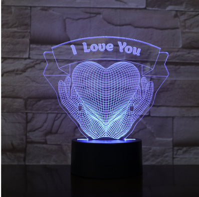 Hände Halten Herz 3D LED Liebes Nachttischlampe Geschenk