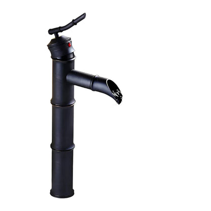 Schwarzer Bambus Messing Wasserfall Badezimmer Waschbecken Armatur Mischbatterie