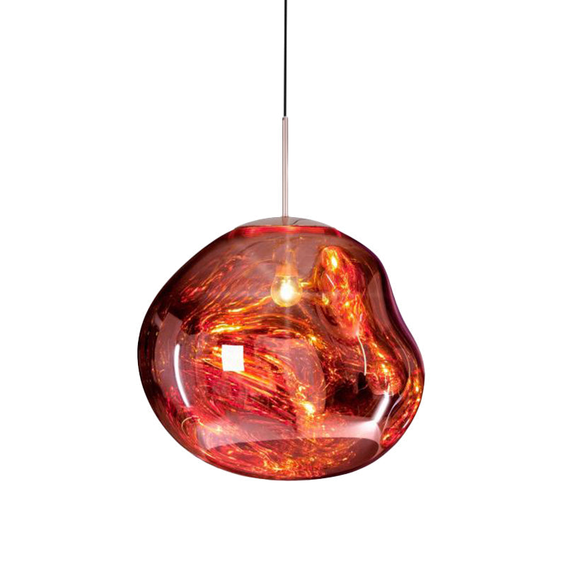 Garduru Hängelampe Silber/Rot Glas 1 Licht Esszimmer Deckenlampe