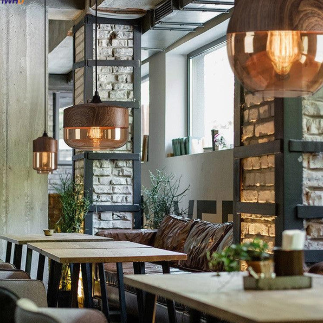 Suspension NordLuna – Skandinavische Eleganz aus Holz und getöntem Glas