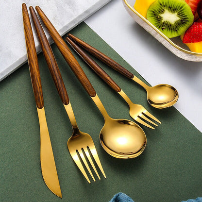 Holzgriff-Besteck-Set