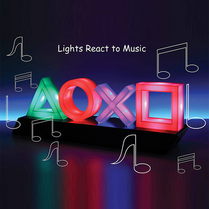 LED Tischlampe PlayStation Symbole – Musikgesteuerte Deko Leuchte für Gaming & Schlafzimmer