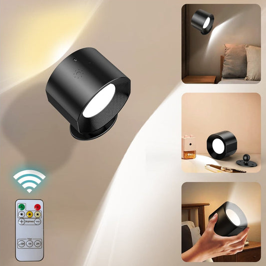 Drahtlose LED-Wandlampe - 360-Grad-Bewegung Lesewandlampe für Schlafzimmer, Wohnzimmer, Studio