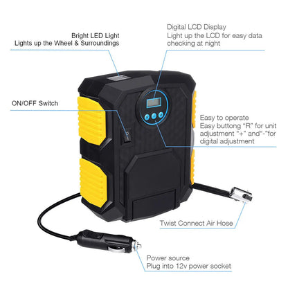 Tragbarer 12V Luftkompressor – Reifenpumpe für Auto & Camping