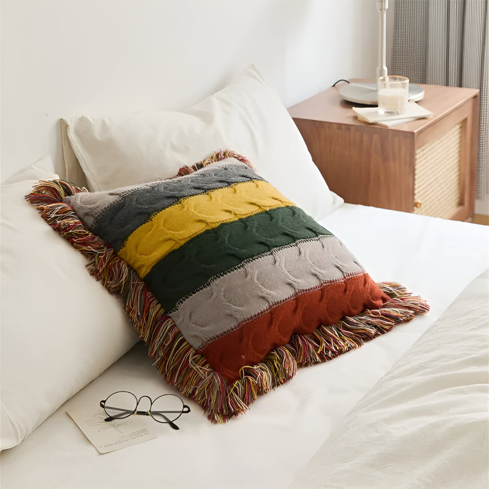 Bunte Strahlung Strickkissen