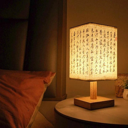 Garduru Tischlampe mit Stoffschirm | Dimmbares Nachtlicht im chinesischen Stil | Elegante Nachttischlampe & Schreibtischlampe - Konsta
