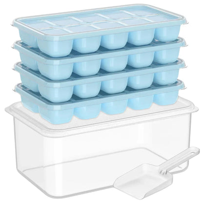 stapelbare Silikon-Eiswürfelschalen-Set mit Deckeln
