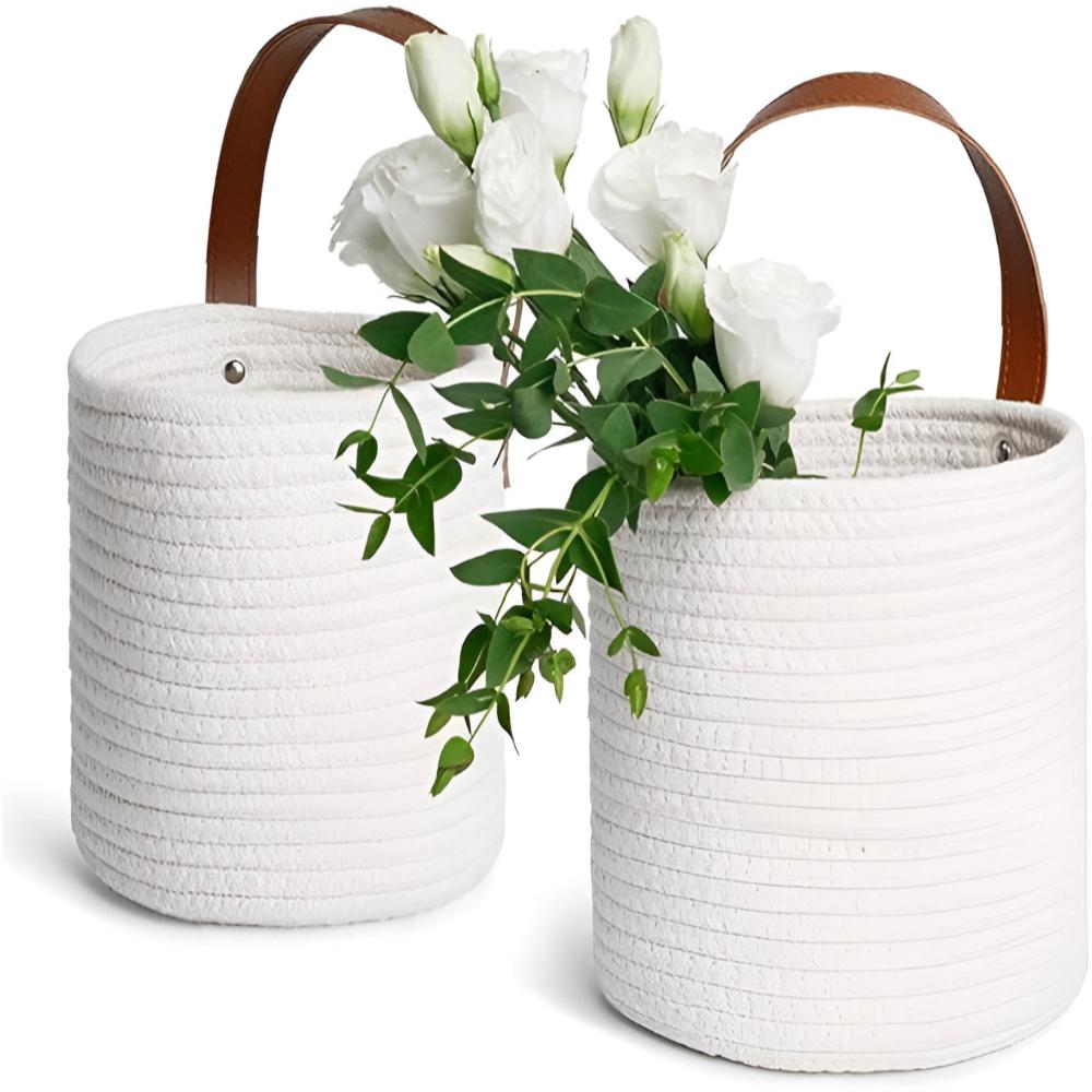 Woven Cotton Rope Hanging Basket | 2er Set