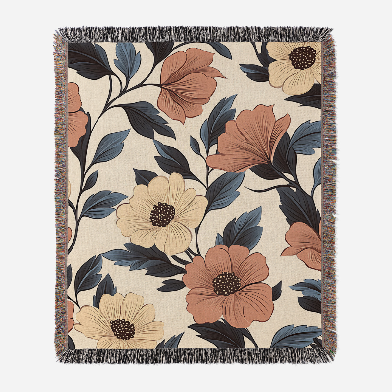 Vintage Floral Gewebte Wurfdecke