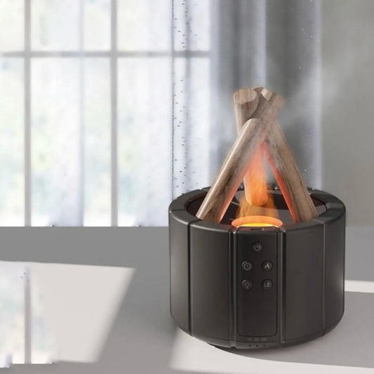 Simulierter Flammenaroma-Diffuser - Lagerfeuer-Luftbefeuchter, 280 ml Ultraschall-Kühlnebel-Erzeuger mit LED-Nachtlicht