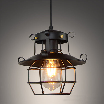 Pendelleuchte Industriel Schwarze Metallkäfiglampe