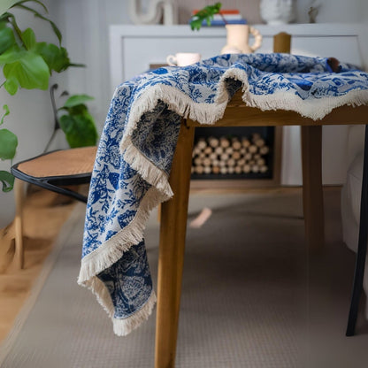 Blaue Schmetterlingsgarten-Tischdecke