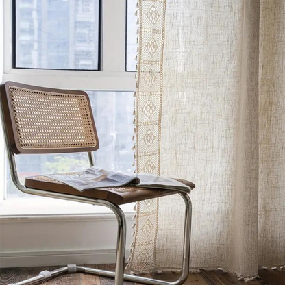 Geometrischer Vorhang im Farmhouse Chic Stil – Lichtfilternde Fenstervorhangdekoration für Wohnzimmer und Schlafzimmer