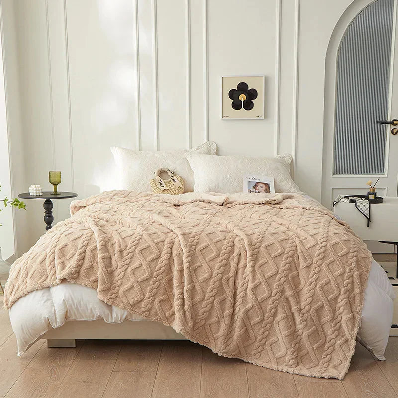 Doppelseitige Kuscheldecke aus Wolle