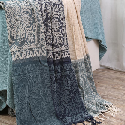 Floral Quasten Strick Bohemian Decke