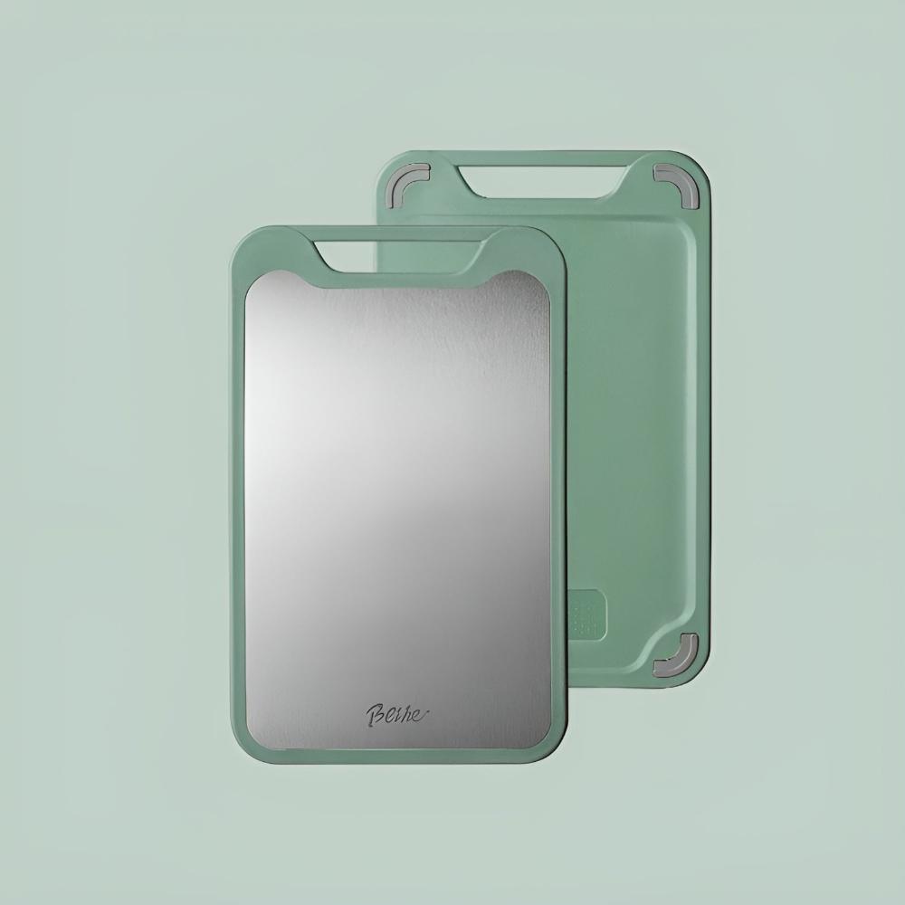 ChefSteel – Doppelseitiges Schneidebrett aus Edelstahl mit antibakterieller Oberfläche und integriertem Knoblauchreibe