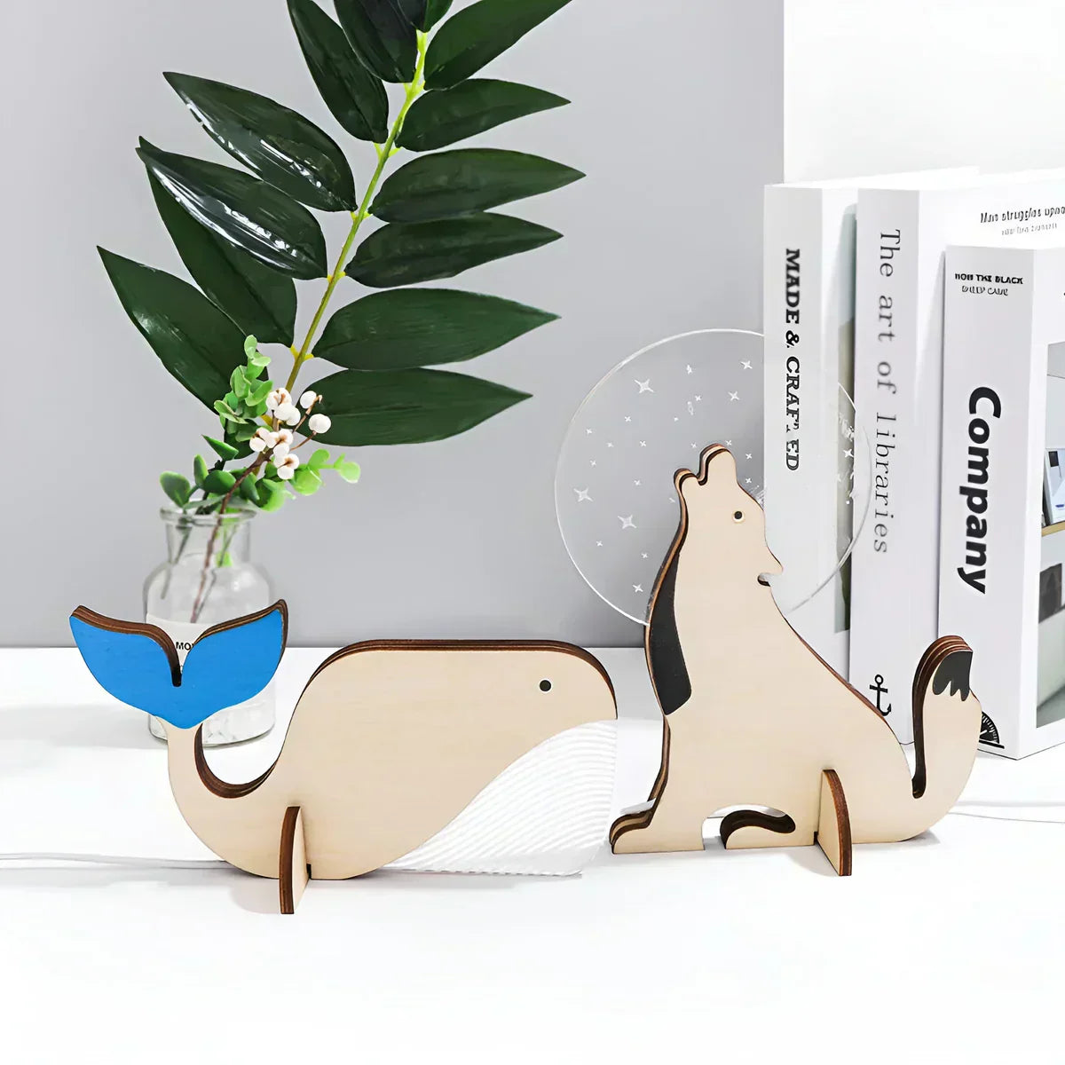 Holztier-Themen LED Tischlampe