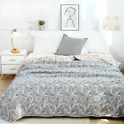 Blattiger floraler Baumwoll-Gaze-Decke
