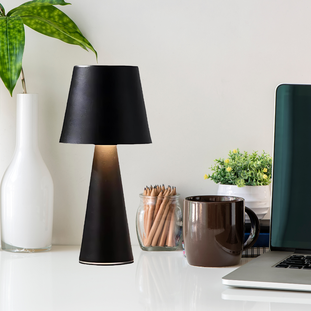 Royelux dimmbare kabellose Tischlampe - wiederaufladbare LED mit eleganter Metalloberfläche
