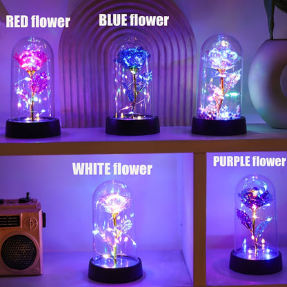 Garduru - Romantische Rosenblüten Lampe mit Lila Blume für Deko & Geschenk