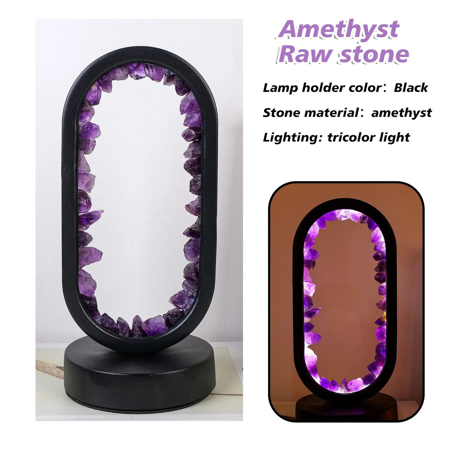 Garduru - Natürliche Amethyst-Lampe mit entspannender Lichtquelle für ruhige Atmosphäre