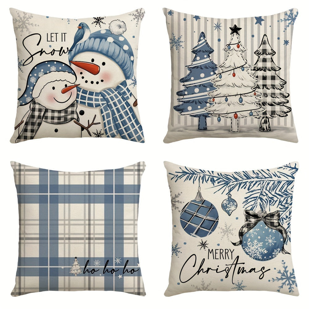 Garduru Weihnachtskissenhüllen Set von 4 | Dekorative Urlaubs-Kissenhüllen für Sofa & Wohnkultur - Glenz