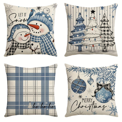 Garduru Weihnachtskissenhüllen Set von 4 | Dekorative Urlaubs-Kissenhüllen für Sofa & Wohnkultur - Glenz