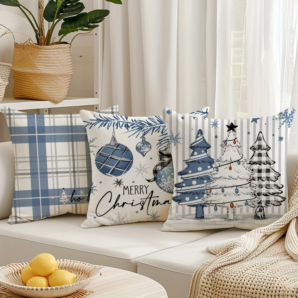 Garduru Weihnachtskissenhüllen Set von 4 | Dekorative Urlaubs-Kissenhüllen für Sofa & Wohnkultur - Glenz