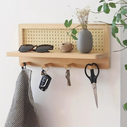 Garduru - Vintage Wandregal Mit Haken Für Flur, Büro & Wohnbereich