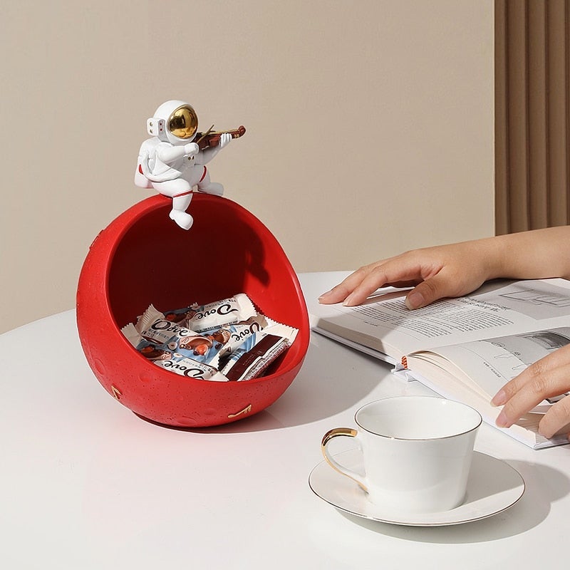 Astronaut Musik Flugzeug Aufbewahrungsbox aus Harz – einzigartiges dekoratives Kunstobjekt für das Interieur und als Geschenk