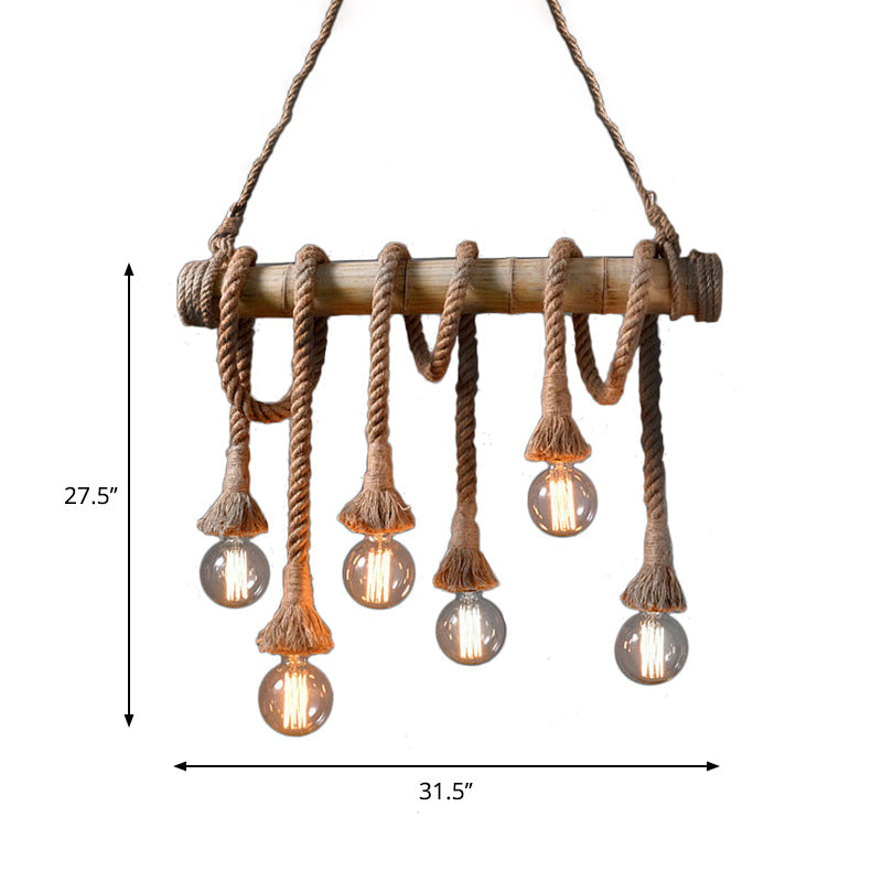 Garduru - Verstellbare Deckenlampe mit Bambus und Verstellbarem Seil