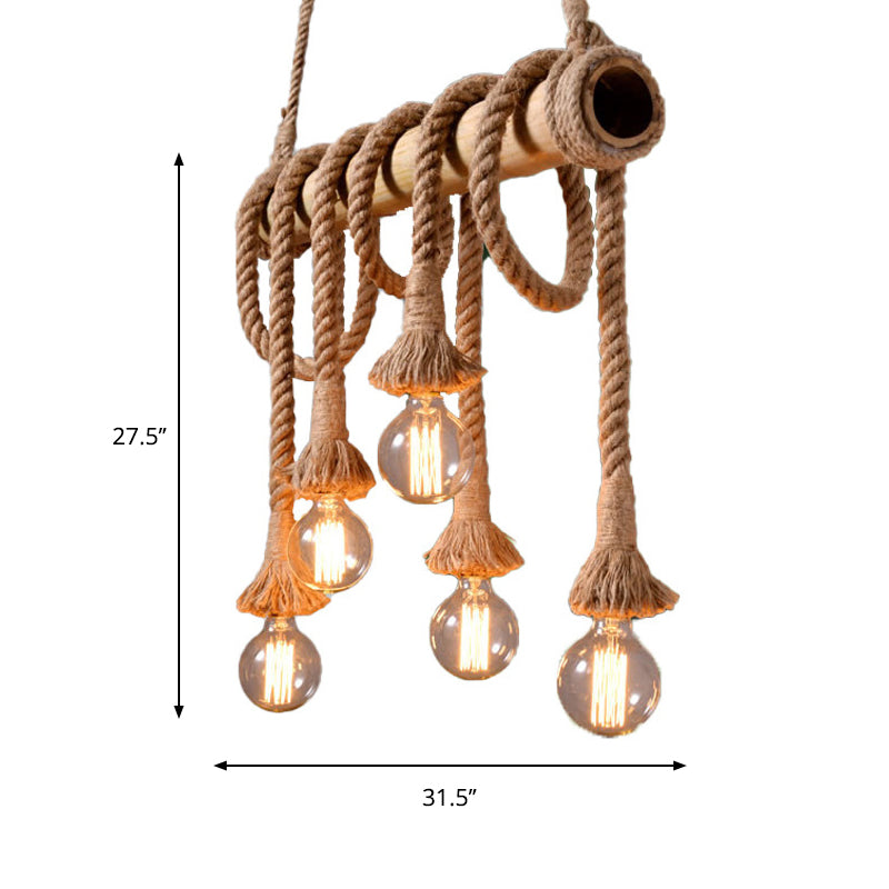 Garduru - Verstellbare Deckenlampe mit Bambus und Verstellbarem Seil