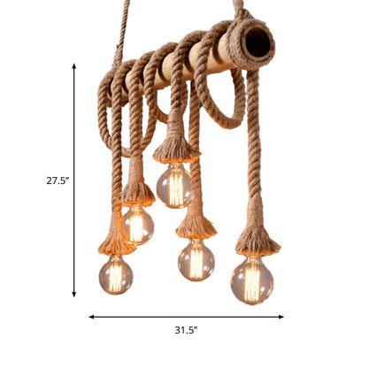 Garduru - Verstellbare Deckenlampe mit Bambus und Verstellbarem Seil