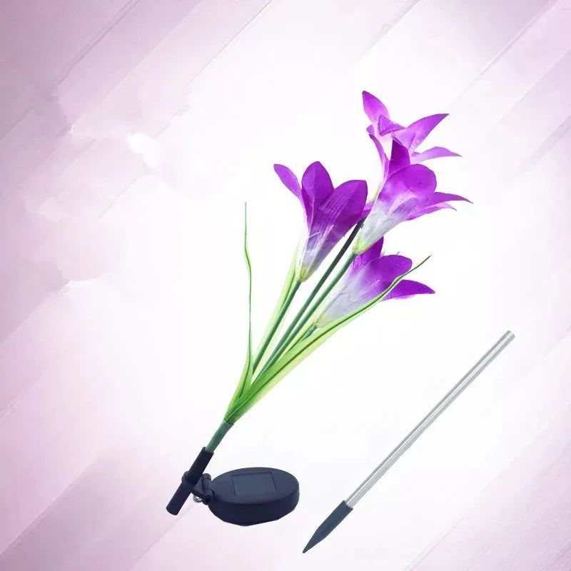 Solar LED Blumenleuchten in Lilienform – Farbwechselnde Gartenlichter mit Stab für Außenbereiche