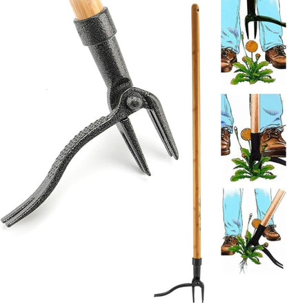 Unkrautzieher mit 4-Krallen-Kopf – Effektives Gartenwerkzeug aus Eisen zur Wurzelentfernung