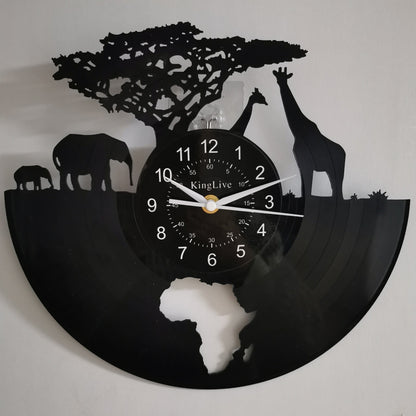 Stille Vinyl Wanduhr mit Giraffen-Design für Wohn- und Bürodekor